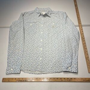 Denim & Supply Ralph Lauren White Button-Down Shirt with Blue Floral Print
